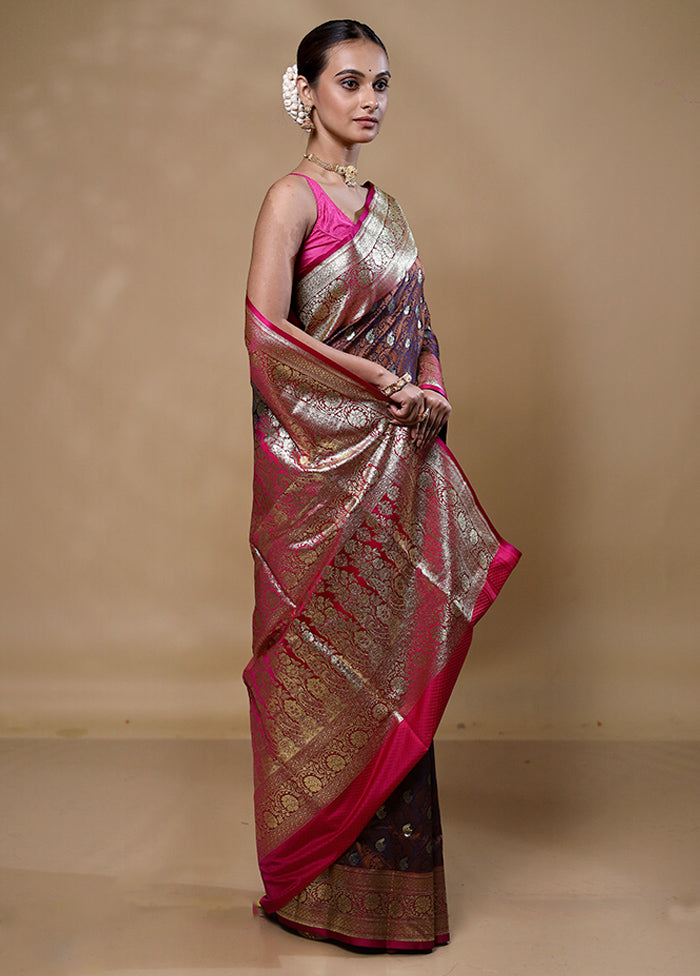 Maroon Tanchoi Silk Saree With Blouse Piece