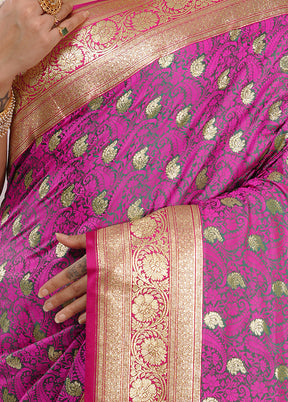 Purple Banarasi Silk Saree With Blouse Piece - Indian Silk House Agencies