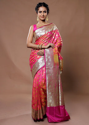 Pink Tanchoi Banarasi Silk Saree With Blouse Piece - Indian Silk House Agencies