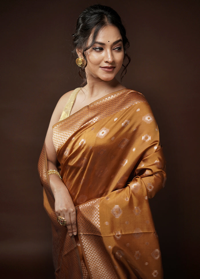 Orange Dupion Silk Saree With Blouse Piece - Indian Silk House Agencies