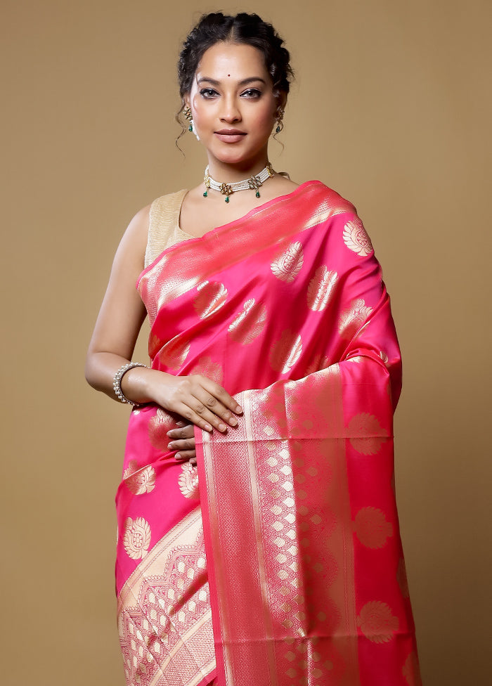 Pink Dupion Silk Saree With Blouse Piece