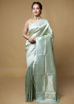 Green Dupion Silk Saree With Blouse Piece