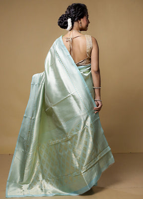 Green Dupion Silk Saree With Blouse Piece