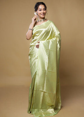 Green Dupion Silk Saree With Blouse Piece