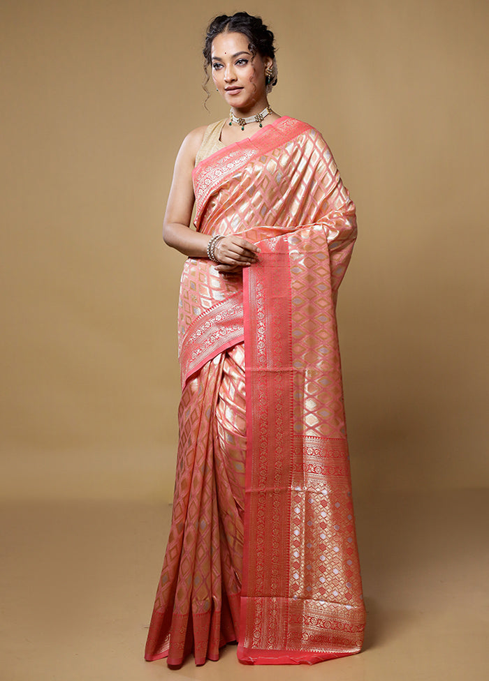 Pink Kora Silk Saree With Blouse Piece