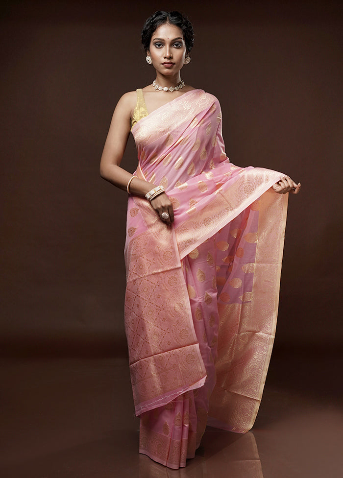 Pink Cotton Saree With Blouse Piece - Indian Silk House Agencies