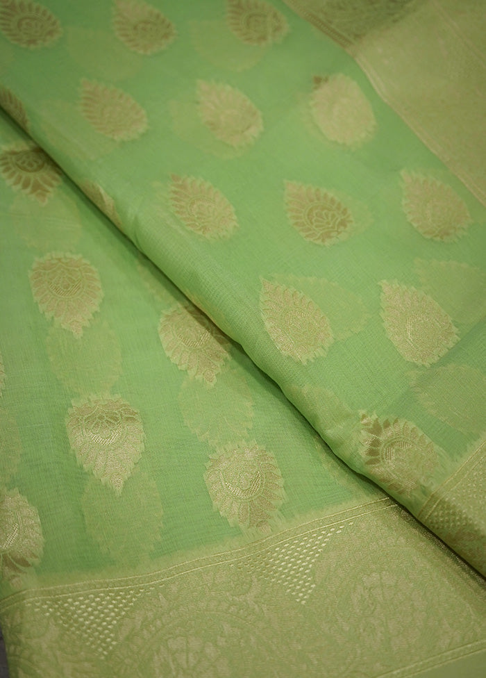 Green Cotton Saree With Blouse Piece - Indian Silk House Agencies