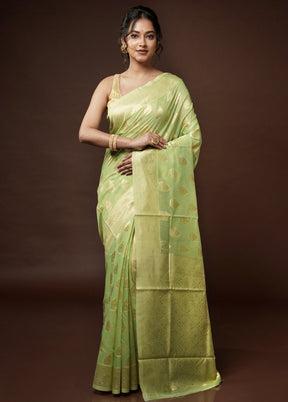 Green Cotton Saree With Blouse Piece - Indian Silk House Agencies