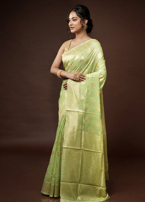 Green Cotton Saree With Blouse Piece - Indian Silk House Agencies