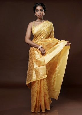 Yellow Cotton Saree With Blouse Piece - Indian Silk House Agencies