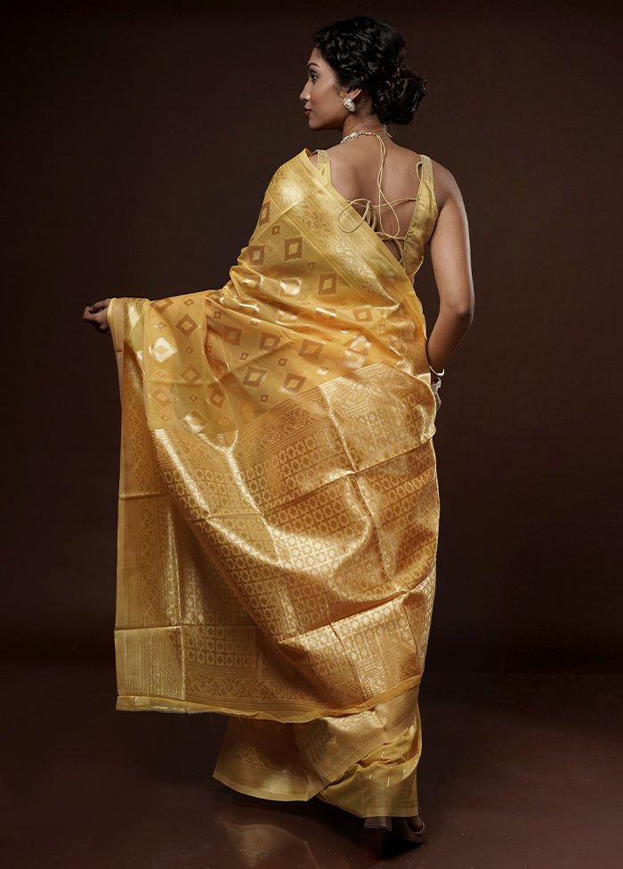 Yellow Cotton Saree With Blouse Piece - Indian Silk House Agencies