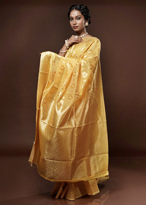 Yellow Cotton Saree With Blouse Piece - Indian Silk House Agencies