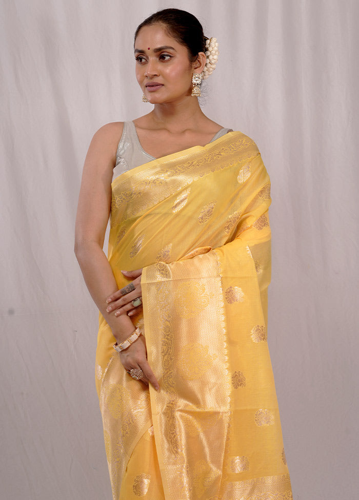 Yellow Cotton Saree With Blouse Piece - Indian Silk House Agencies