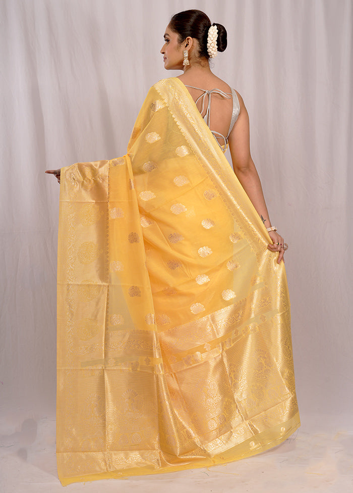 Yellow Cotton Saree With Blouse Piece - Indian Silk House Agencies