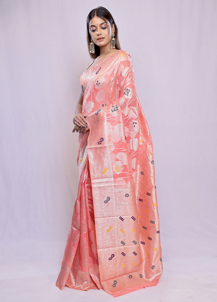 Pink Dupion Silk Saree With Blouse Piece - Indian Silk House Agencies