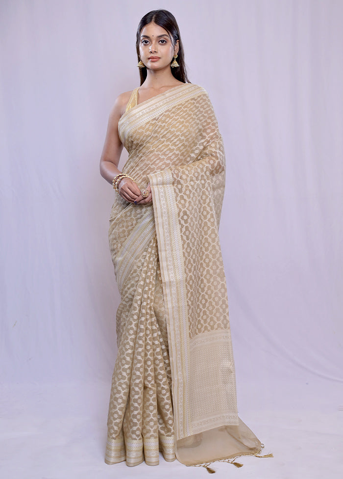 Cream Cotton Saree With Blouse Piece - Indian Silk House Agencies