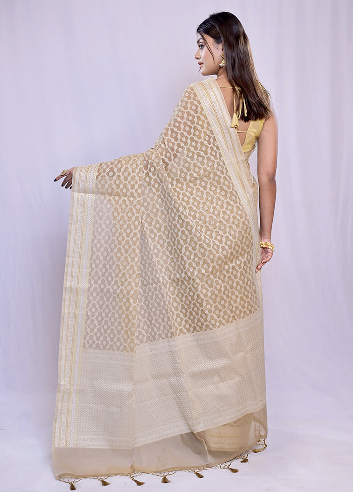 Cream Cotton Saree With Blouse Piece - Indian Silk House Agencies