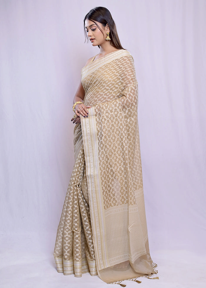 Cream Cotton Saree With Blouse Piece - Indian Silk House Agencies