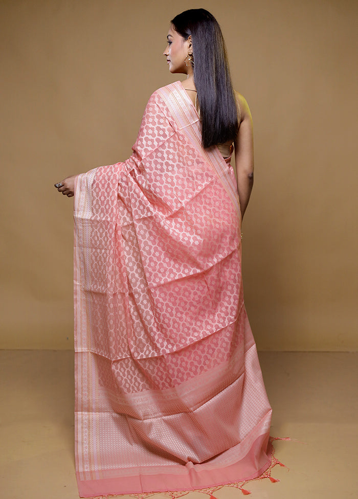 Pink Cotton Saree With Blouse Piece