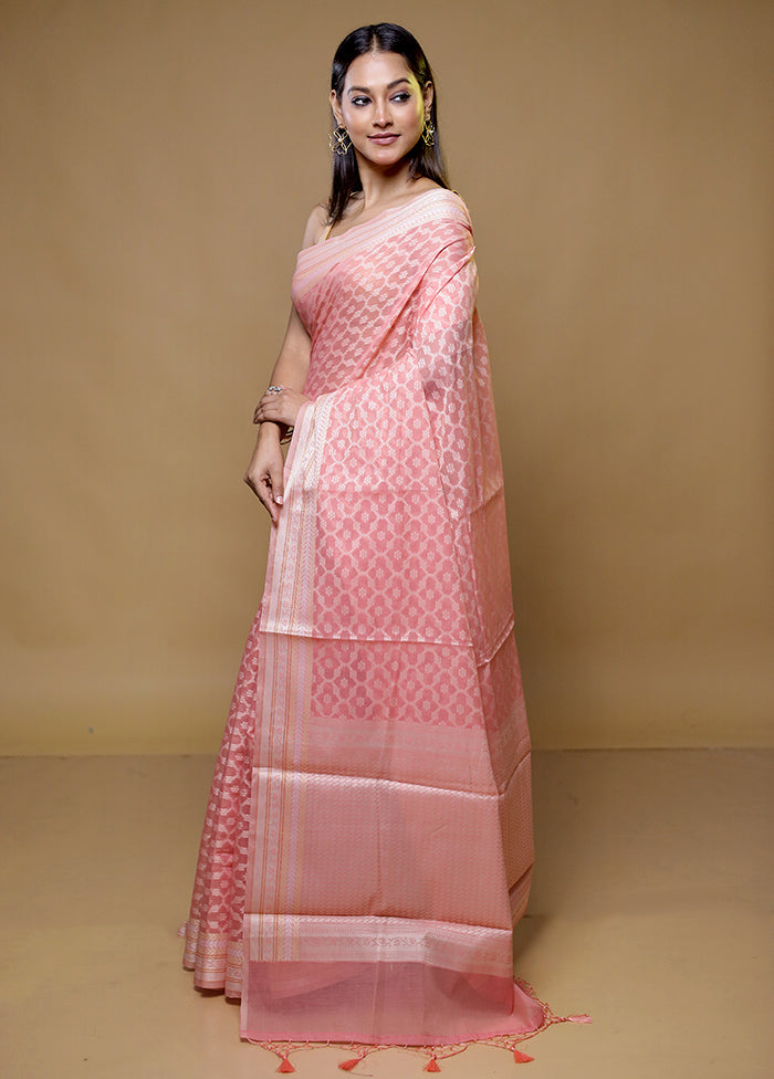 Pink Cotton Saree With Blouse Piece