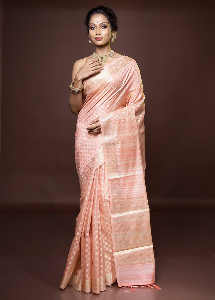 Pink Cotton Saree With Blouse Piece