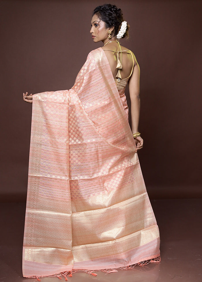 Pink Cotton Saree With Blouse Piece