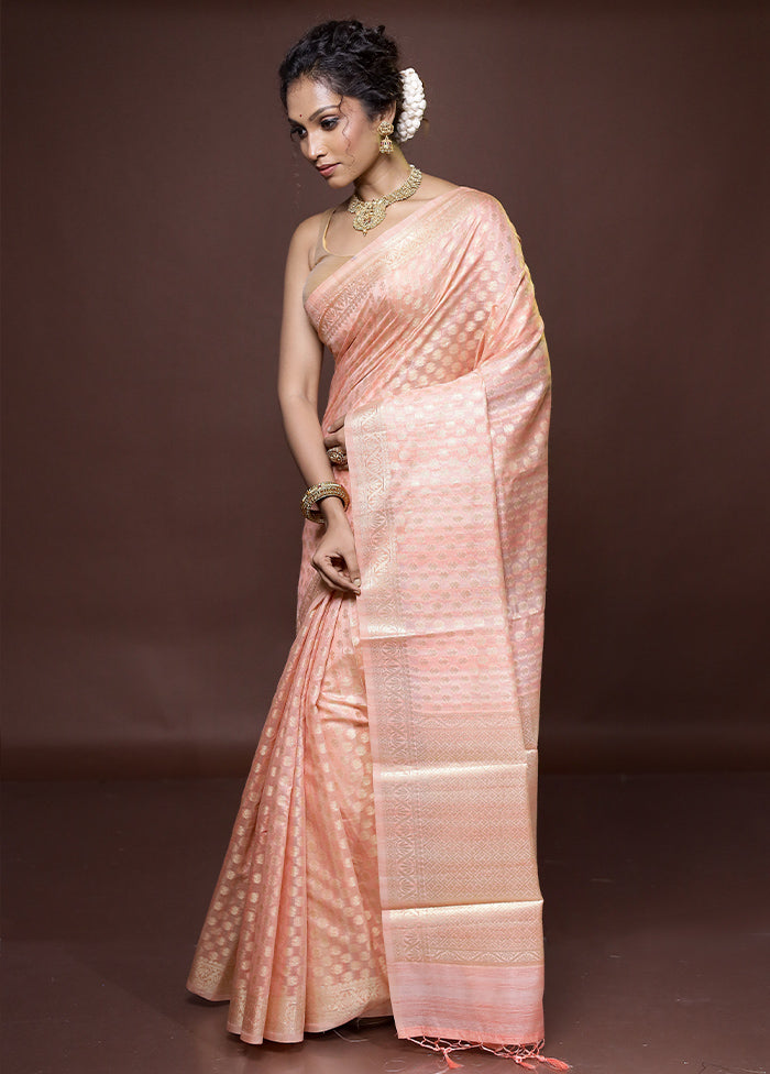 Pink Cotton Saree With Blouse Piece