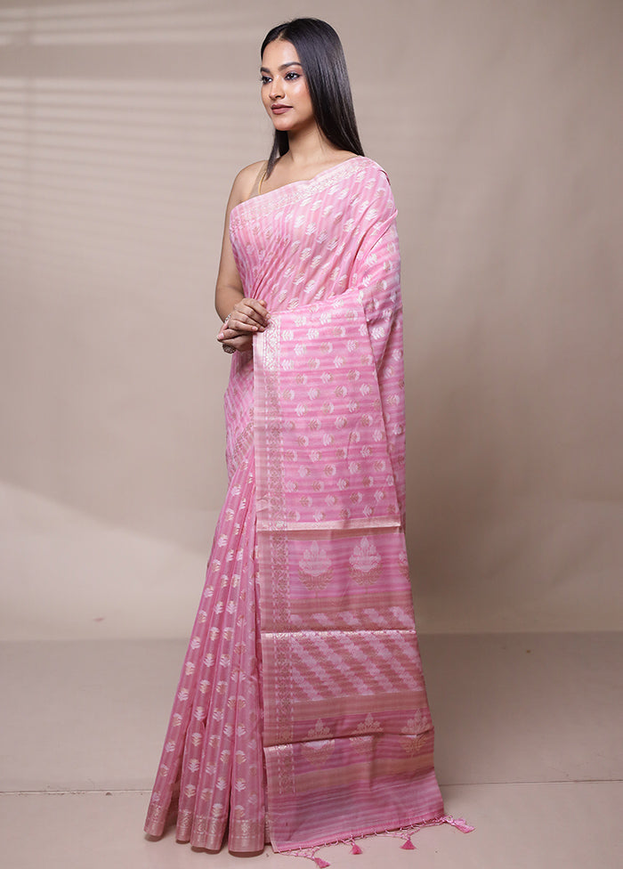 Pink Cotton Saree With Blouse Piece