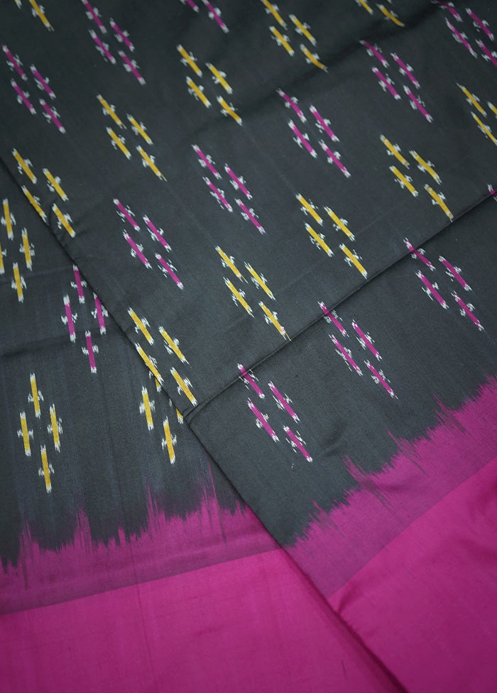 Black Ikkat Pure Silk Saree With Blouse Piece - Indian Silk House Agencies