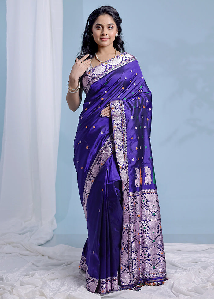 Blue Assam Pure Silk Saree With Blouse Piece - Indian Silk House Agencies