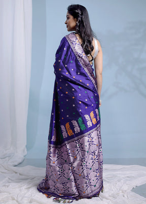 Blue Assam Pure Silk Saree With Blouse Piece - Indian Silk House Agencies