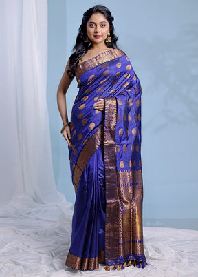 Blue Assam Pure Silk Saree With Blouse Piece - Indian Silk House Agencies