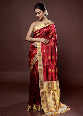 Red Assam Pure Silk Saree With Blouse Piece - Indian Silk House Agencies