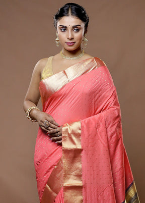 Pink Kanjivaram Silk Saree With Blouse Piece - Indian Silk House Agencies