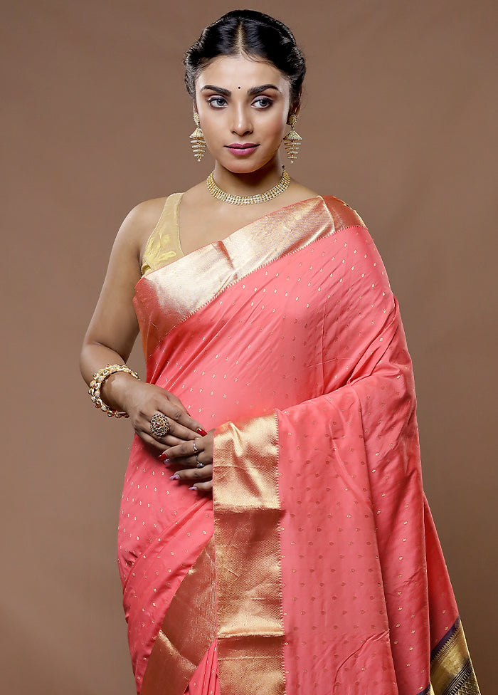 Pink Kanjivaram Silk Saree With Blouse Piece - Indian Silk House Agencies