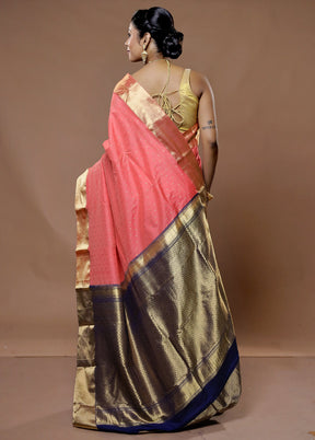 Pink Kanjivaram Silk Saree With Blouse Piece - Indian Silk House Agencies