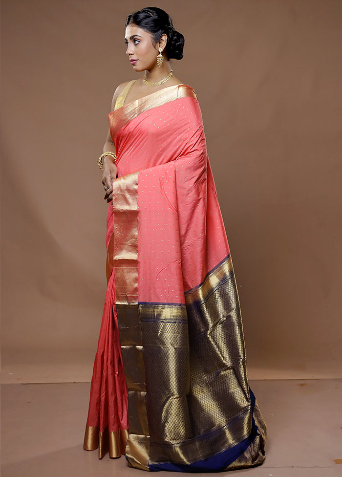 Pink Kanjivaram Silk Saree With Blouse Piece - Indian Silk House Agencies