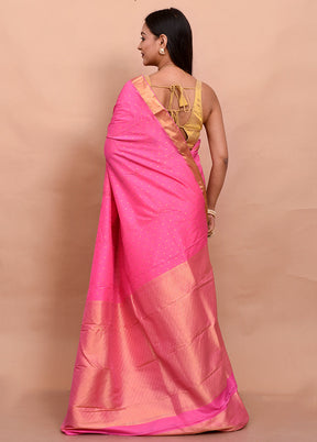 Pink Kanjivaram Silk Saree With Blouse Piece - Indian Silk House Agencies