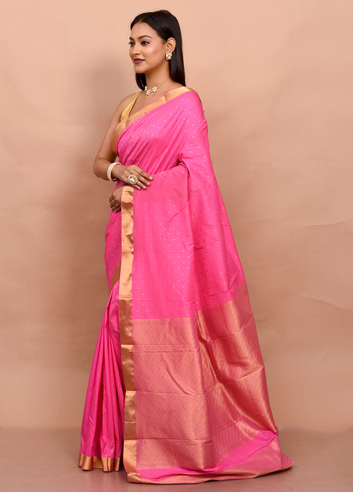 Pink Kanjivaram Silk Saree With Blouse Piece - Indian Silk House Agencies