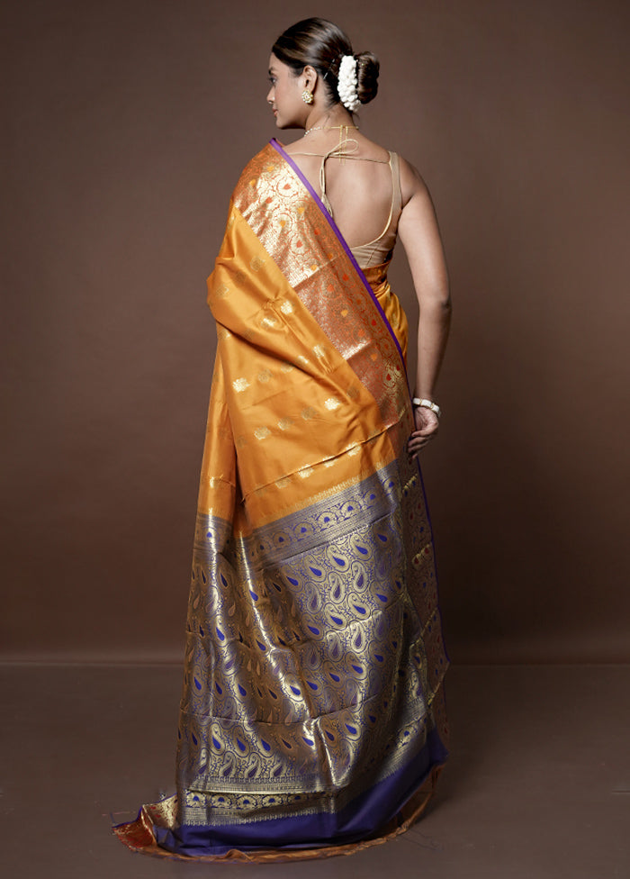 Yellow Kanjivaram Silk Saree With Blouse Piece