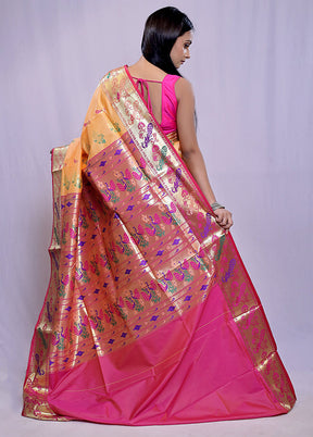 Peach Kanjivaram Silk Saree With Blouse Piece - Indian Silk House Agencies