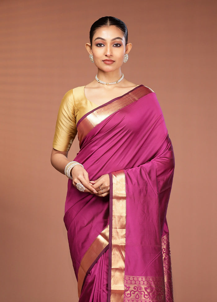 Pink Kanjivaram Silk Saree With Blouse Piece
