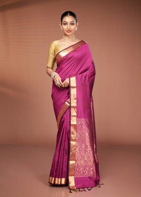 Pink Kanjivaram Silk Saree With Blouse Piece