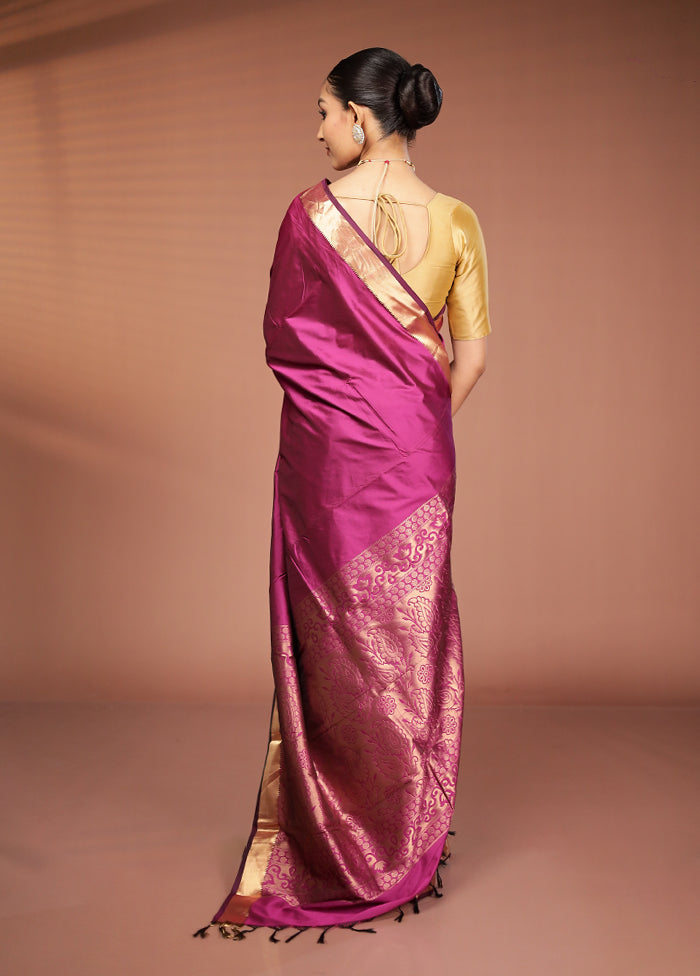 Pink Kanjivaram Silk Saree With Blouse Piece