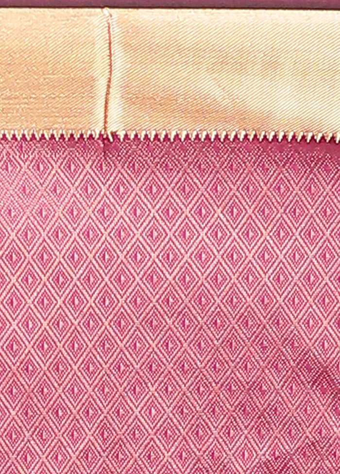 Pink Kanjivaram Silk Saree With Blouse Piece