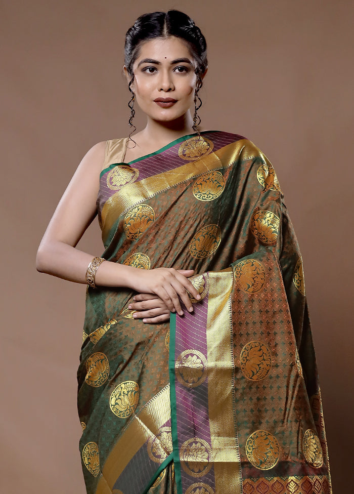 Grey Kanjivaram Silk Saree With Blouse Piece - Indian Silk House Agencies