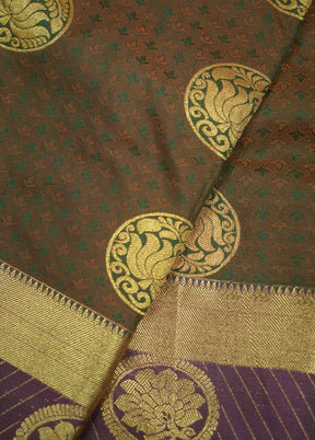 Grey Kanjivaram Silk Saree With Blouse Piece - Indian Silk House Agencies