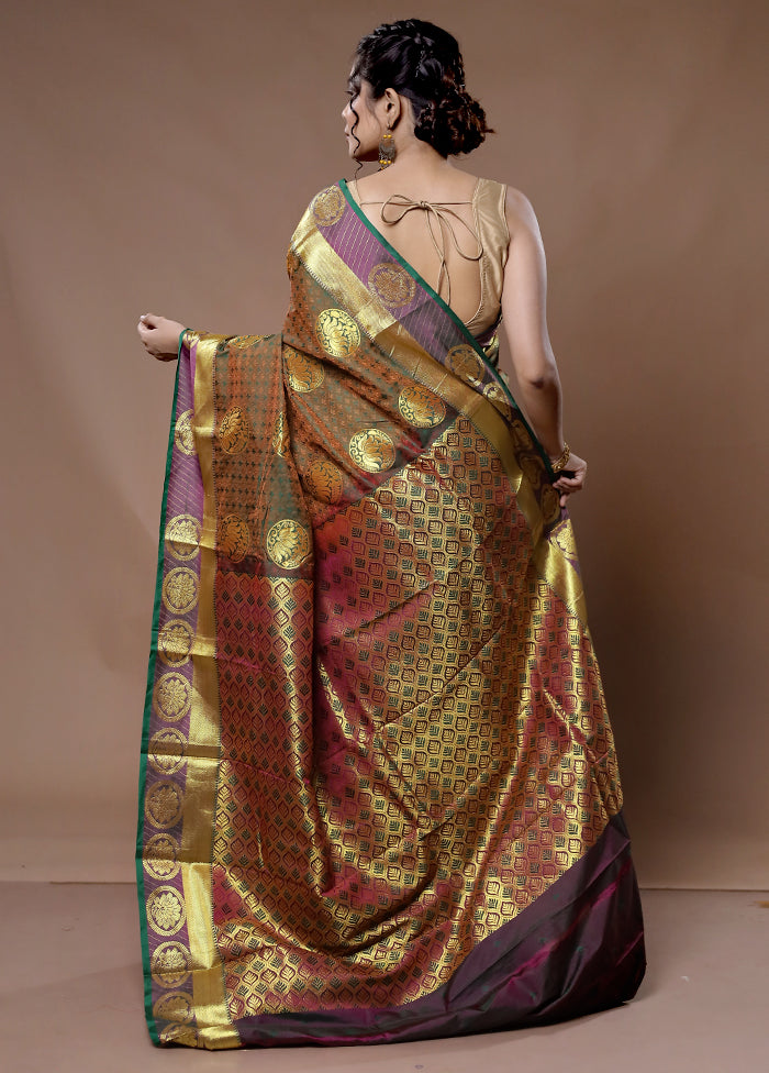 Grey Kanjivaram Silk Saree With Blouse Piece - Indian Silk House Agencies