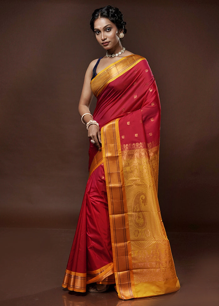 Pink Kanjivaram Silk Saree With Blouse Piece - Indian Silk House Agencies