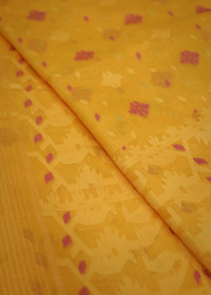 Yellow Cotton Saree With Blouse Piece - Indian Silk House Agencies